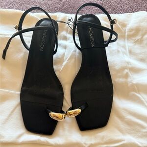 Thompson Women's Sandals in Black with Gold Accents